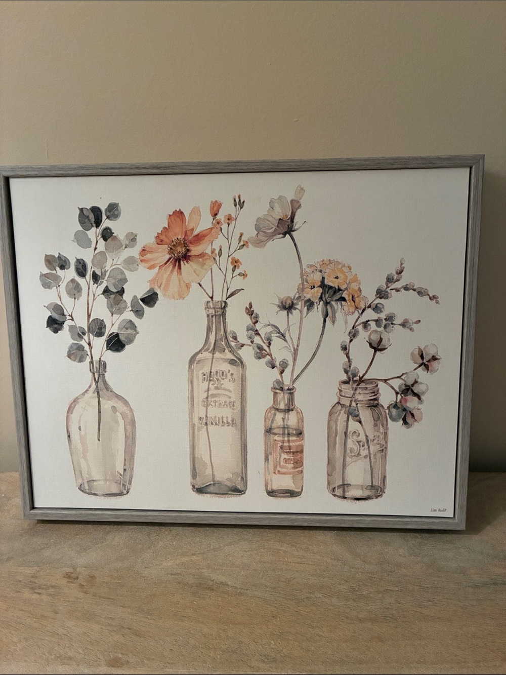 Floral Bottles Wall Art - Neutral & Blush Botanical Print